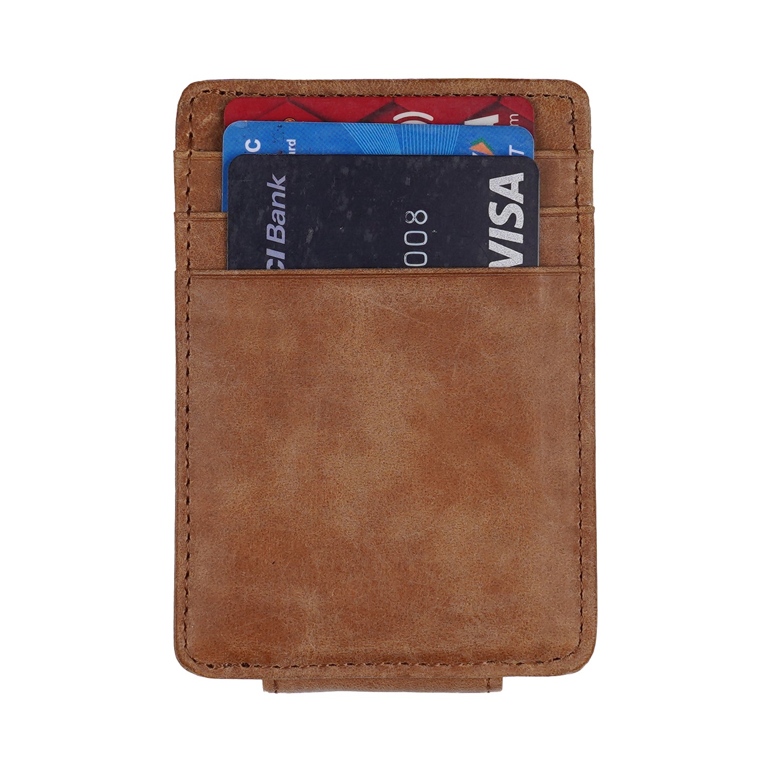 Cognac Crunch Leather Money Clip Gift Pack