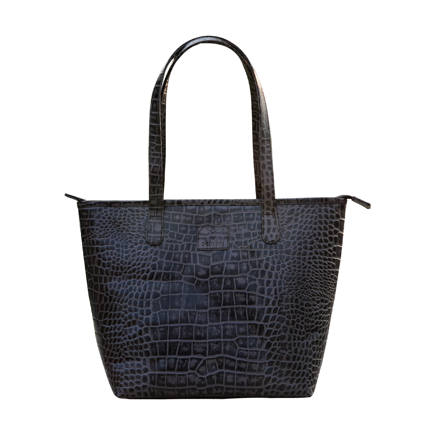 Mocha Crocodile Print Tote