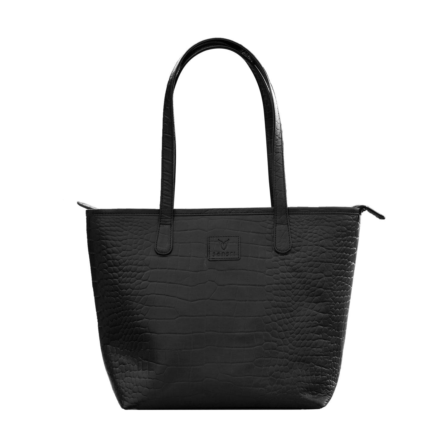 Black Crocodile Print Tote