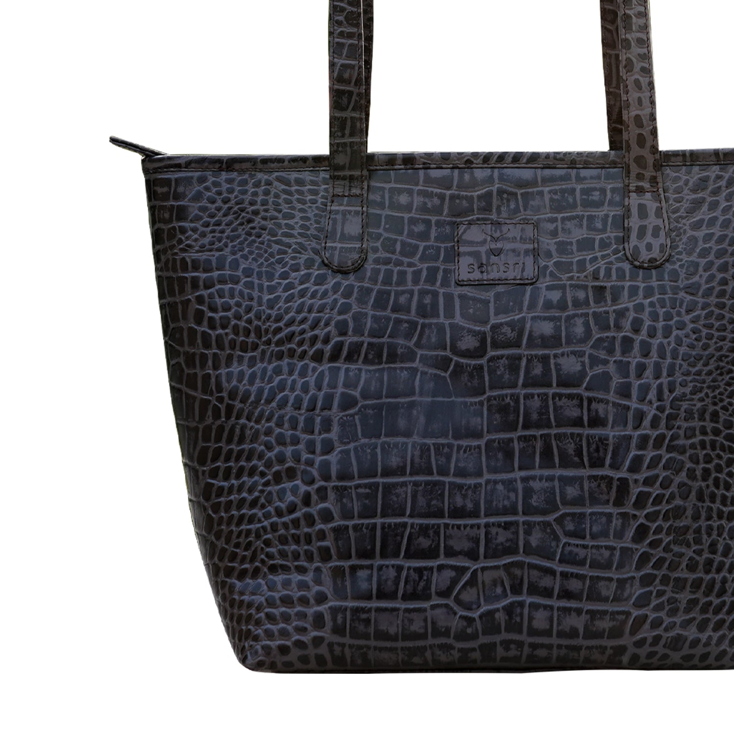 Mocha Crocodile Print Tote