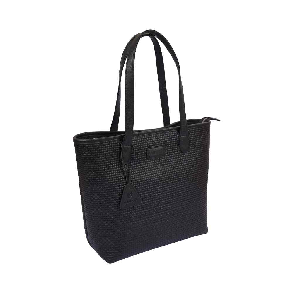 Black Printed Mesh Tote