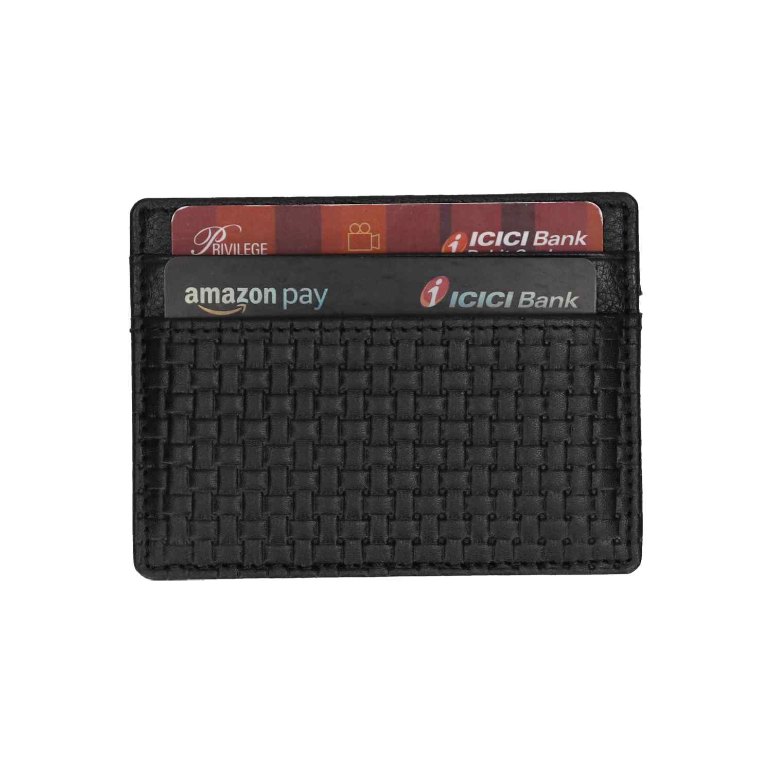 Black Printed Mesh Card Case